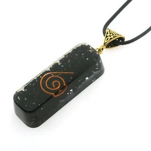 Black Tourmaline Orgone Pendant Gold OR Silver Bail + 20" Chain EMF & 5G Protect - Picture 1 of 14