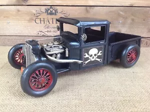 31 cm long decorative Vintage style Black Hot Rod metal/Tin Truck - Picture 1 of 12