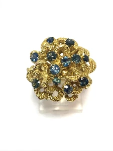 1,25 Karat Saphir 1960er Jahre Brutalist 14K Gold Gelb Ring Größe 7,75, 8 Gramm - Bild 1 von 13