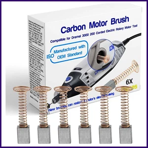 6 PEZZI Spazzole Motore Carbonio Compatibili per Dremel 3000 200 276 396Riparazione Spazzole - Foto 1 di 4