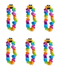 6 x Multicoloured Lei Luau Hula Fancy Dress Garlands Hawaiian Floral Hen Stag Do - Picture 1 of 1