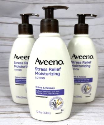 Loción hidratante Aveeno Stress Relief calma relaja aroma lavanda paquete de 3 12 oz Foto 1 de 4