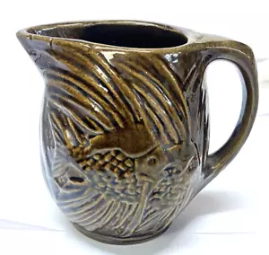 Vintage McCoy Pottery Angel Fish Pitcher Chocolate Brown 6" Excellent - Picture 1 of 6