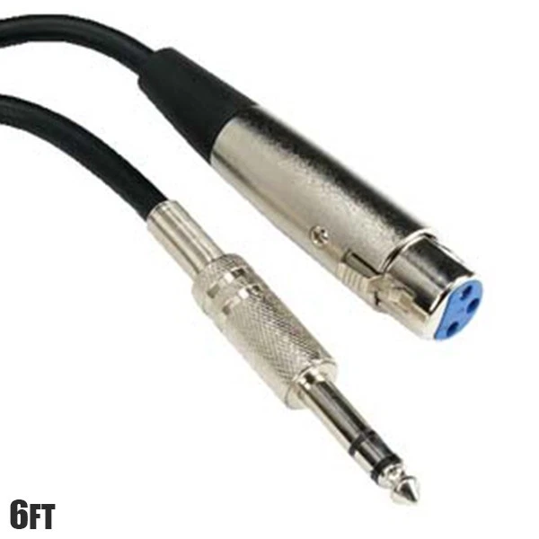 6FT XLR 3-Pin Female to 6.35mm 1/4" Stereo Male Microphone Balanced Audio Cable - Image 1 of 1