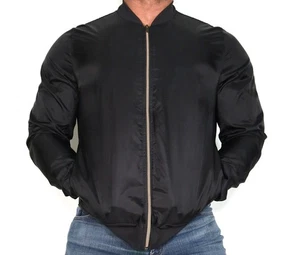 MEN'S BLACK NYLON ZIP JACKET SIZE M - Picture 1 of 4