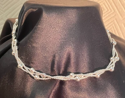 Collar Giani Bernini Cuentas Triple Capa 18" Distintivo en Plata de Ley $275 Foto 1 de 3