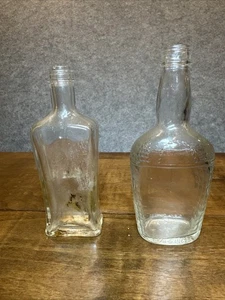 VTG Clear Glass Apothecary Whiskey Bottles Lot of 2 Bitters Elixir Herbs Oil - Picture 1 of 18