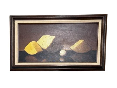 Auténtica pintura al óleo firmada Al (Alfred) Jackson Still Life Master Cheese certificado de autenticidad Foto 1 de 4
