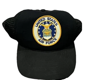 Vintage United States Air Force Patch Baseball Hat Cap Black Snapback USA 90s ! - Picture 1 of 12