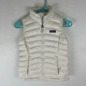 Patagonia Down Sweater Puffer Vest White Girls Size Small 7-8 Lightweight - Picture 1 of 5