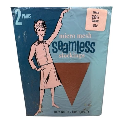 Medias Micro Malla Sin Costuras De Colección 2pr Primera Calidad Talla 10 1/2 Taupe Tacón Desnudo Foto 1 de 2