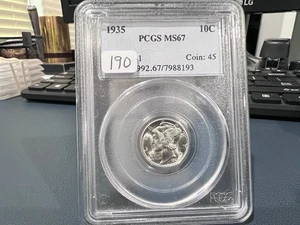 Mercury Dime 1935 graduación profesional MS 67 (ADJ) - Imagen 1 de 2