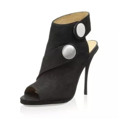 L.A.M.B Shelbie Botín Punta Abierta Talla 8.5 M Mediano Negro Cuero Tacones Foto 1 de 4