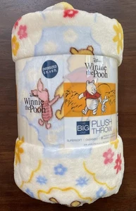 NEW Winnie the Pooh Big One Floral Soft Throw Blanket 5 Ft x 6 Ft Oversized - Picture 1 of 5