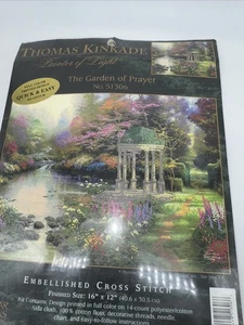 Candamar Designs Embel Cross Stitch Thomas Kinkade The Garden Of Prayer NOS Vtg - Picture 1 of 8