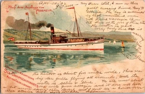 S.S. LIBURNIA - UNGARO CROATA FIUME COLORED 1902 POST CARD - RARE - BUILT 1896 - Picture 1 of 2