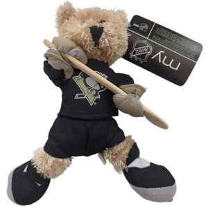 NHL Pittsburgh Penguins 10" Stuffed Hockey Bear With Wooden Hockey Stick  - Picture 1 of 7