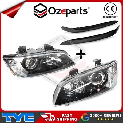 Set Pair LH+RH Head Light Projector + Eyelids BLK For Holden VE Commodore 06~10 - Image 1 of 4