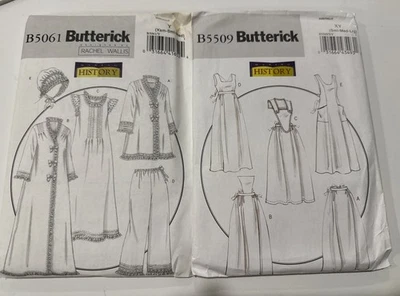Vintage History Butterick B5509 + B5061 nightgown, PJs, apron pattern lot - New - Image 1 of 4