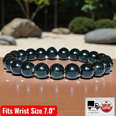 Pulseira de cura elástica de cristal Green Goldstone A++ 8mm 7,0” - Imagem 1 de 3