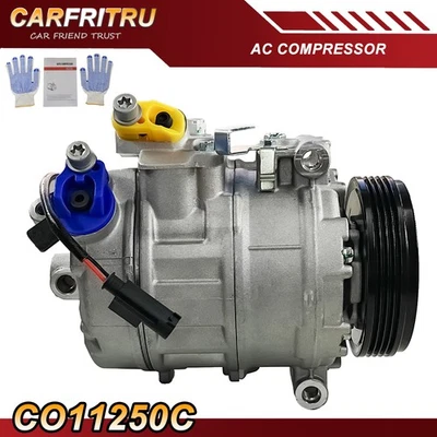 A/C Compressor w/ 4-Groove Pulley Fit For BMW 545i 550i 645Ci 650i V8 CO11250C - Image 1 of 4