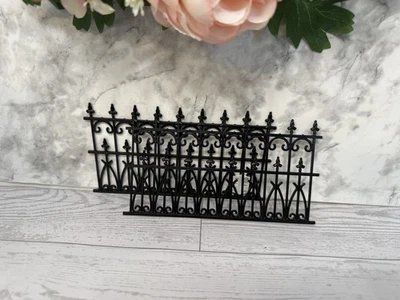 Vintage Set 2 Victorian Plastic Fence Black 1 : 12 Scale Dollhouse Miniature NOS - Image 1 of 4