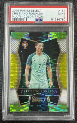 CRISTIANO RONALDO PSA 9 2016 PANINI SELECT #154 MULTI-COLOR PRIZM MEZZANINE 780 - Image 1 of 2