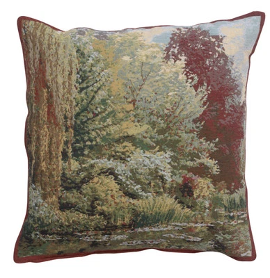 Tranquil Trees: Belgian Tapestry Cushion Covers Inspired by Monet's Garden - Image 1 of 4