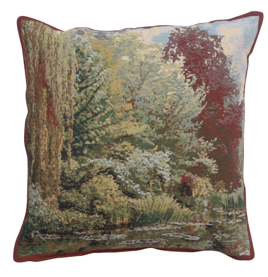 Tranquil Trees: Belgian Tapestry Cushion Covers Inspired by Monet's Garden - Image 1 of 4