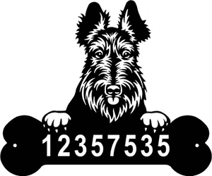 Scottish Terrier Head and Dog Bone Sign with Custom Name or Numbers - Picture 1 of 5