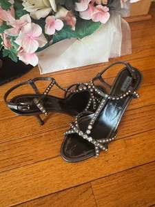 PRADA Women's studs sandal heel shoe 35.5/5.5 (san100 - Picture 1 of 6