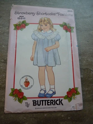 OOP Butterick Vintage #4825 Pattern Strawberry Shortcake Girls Dress 2-3-4 1982 - Image 1 of 4