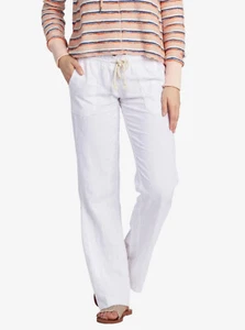 Roxy Oceanside Flared Trousers S Linen/Viscose White - Picture 1 of 11