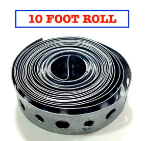 NEW - Plumbers Tape 10 ft Roll Metal Hanger Strap Perforated Banding Iron DIY - Picture 1 of 2