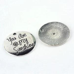 3 You Are My Sunshine Charms Antiqued Silver Quote Pendants Song Lyrics - Picture 1 of 1