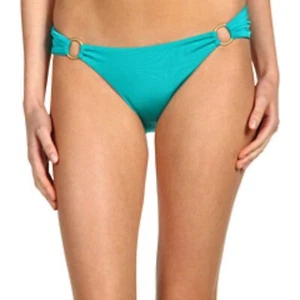 Parte inferior de bikini Vitamina A verde azulado Cosmo anillos dorados botín acanalado - Imagen 1 de 3