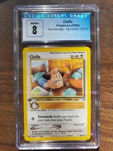 Pokémon TCG Cleffa Neo Genesis 20/111 1st Edition Rare Graded CGC 8 NM to Mint - Picture 1 of 2