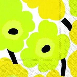 Marimekko UNIKKO yellow floral lunch napkins 3 ply 33cm sq - Picture 1 of 1