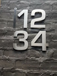 4" or 6" modern house/front door numbers brushed stainless steel - stick on - Picture 1 of 40