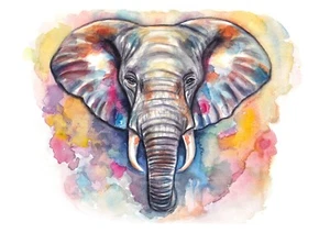 Acquerello elefante dipinto a mano opera originale - Foto 1 di 9