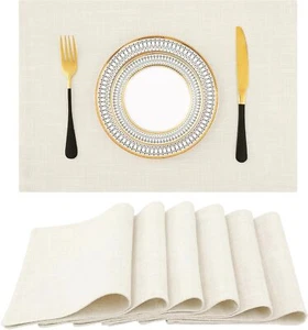 Cloths Placemats For Dining Table Set Of 6 Heat Resistant Washable Cotton Linen - Picture 1 of 7