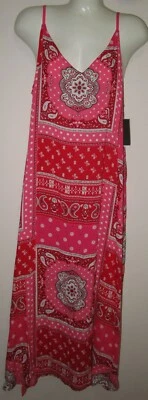 DKNY ~ X-LARGE ~ 全新带标签粉色印花 V 领 Maxi Chemise 睡袍 — 第 1/4 张图片