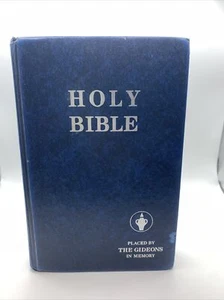 Holy Bible placed by the Gideons Hotel Motel Room 1985 Vintage Blue - Bild 1 von 12