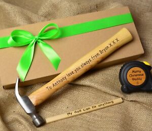 Personalised Fathers Day Gift for Men Him Grandad Dad Birthday DIY Tool Hammer