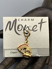 Vtg Monet Gold Tone Enamel Rainbow Pot Of Gold Clip On Charm On Original Card