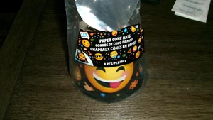 LOL Emoji Emoticons Cute Kids Birthday Party Favor Cone Hats  8 in pack - Picture 1 of 3