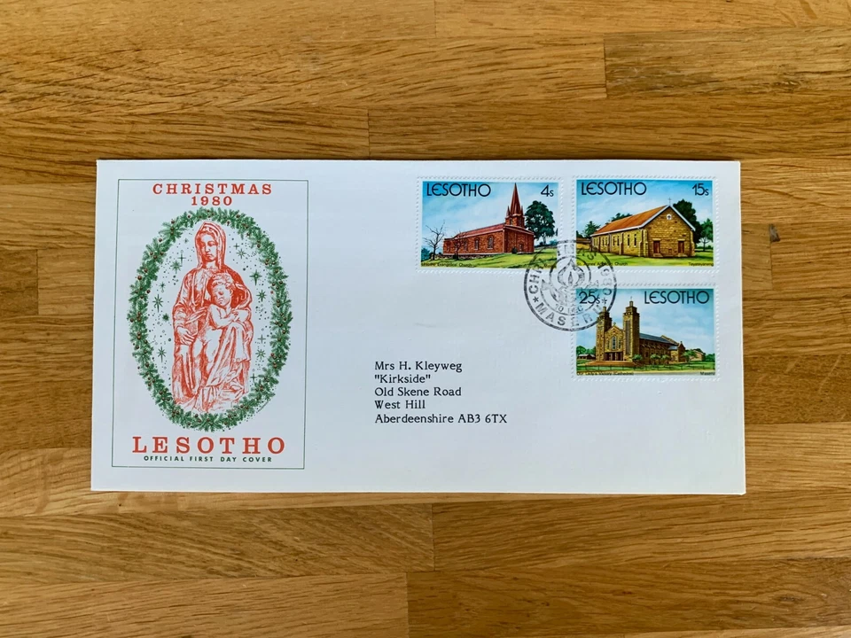 LESOTHO 1980 FDC IGLESIA DE NAVIDAD Y CATEDRAL Foto 1 de 1