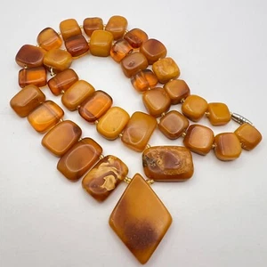 100 % echte Ostseegelb königlich Bernstein Perlen Halskette Buttercotch Eigelb 38gr - Bild 1 von 8