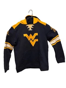 Colosseum West Virginia Mountaineers Lace Up Navy Blue Yellow Hoodie Youth Med - Picture 1 of 10