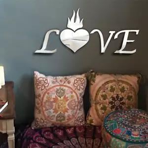 Acrylic Mirror Strong Shatter Resistant Sharp Reflection No DIY Love with Heart - Picture 1 of 5
